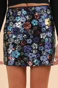 Floral Sequin Holiday Skirt