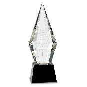 11" Obelisk Facet Crystal on Black Pedestal Base