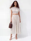 A-Line Block Print Midi Skirt