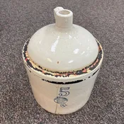 Antique 5 Gallon Blue Ribbon Pottery Jug, Buckeye Pottery Co. Macomb, Illinois (As Is)