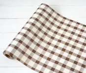 BROWN PAINTED CHECK RUNNER - 20 inches X 25 feet