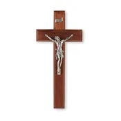 10" Wood Cross with a Pewter Corpus