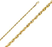 14kt 3.5mm Solid Diamond Cut Rope Chain - 20"- 20.1g
