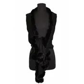 100% Cashmere Wrap with Rex Rabbit Fur Trim - CL2085S
