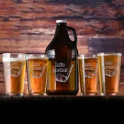 "Lets Par Tee" Golf, Beer Growler, Pint Glass Gift Set, Engraved