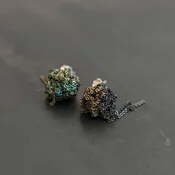 2-Tone Beaded Earrings in Charcoal/Army