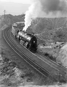 AT&SF 4-8-4 Northern 2923 West of Summit in the Cajon Pass – 1950