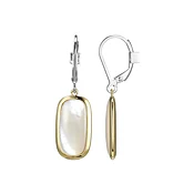 "Allure" Rhodium and Yellow Gold Plated Mop Lever back Earring — Throckmorton Watches & Jewlery