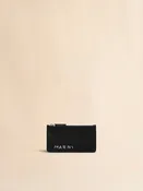 Black leather card case with Marni Mending embroidery