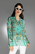 Aqua Satin Blouse