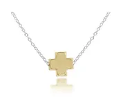 16" Necklace Sterling Mixed Metal - Signature Cross Gold