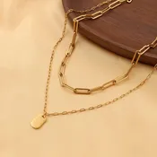 18K Gold Link Layered Necklace