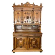 Antique French Light Walnut Hutch - Louis XIV Styled