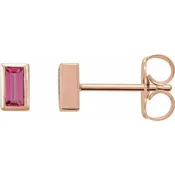 14K Rose Pink Tourmaline Bezel-Set Earrings