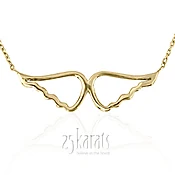 14K Gold Solid Angel Wings Pendant