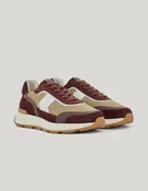 Burgundy technical fabric and leather Runner sneakers