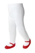 BABY GIRL TIGHTS with red shoe-design. Comfort waist & anti-slip soles. 0-6 months