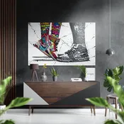 Graffiti Sneakers on Tiptoe Brushed Aluminium Dibond Wall Art