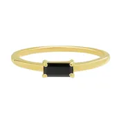 10k Solid Gold Black Horizontal Baguette Ring