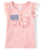 Girls Applique Embroidered Americana Top - Nantucket Charm - Red