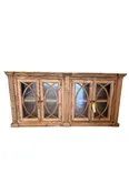 4 Door Glass Console, Honey Wax