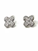 14K Gold-filled Silver Stud Flower Cubic Zirconia Earrings