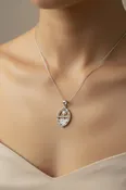 Medium Bamboo Guam Seal Pendant Sterling Silver Rhodium Plated