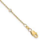 14k Gold Bezel-Set Diamond Cable Chain Necklace, 20-Inch