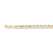 Braided Snake Chain Bracelet Solid 14K Two-Tone Gold 7.25"