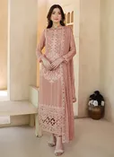 Blush Pink Chiffon Heavy Embroidered Designer Wedding Wear