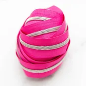 #5 Zipper 3yds Pulls NOT included - Pop Pink - Knot and Thread Designs