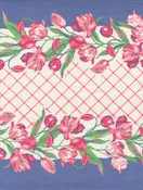 Classic Retro Floral Tulips Dish  Towel Fabric