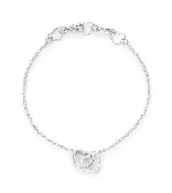 .12 Ct Rhodium Interlocked Hearts Bracelet with CZ