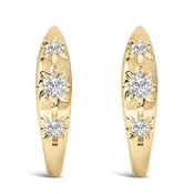 10K Gold 1/5 Cttw Lab Grown Diamond Three Stone Huggie Hoop Earrings