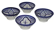 4 Inches Fez Blue Set of Four Moroccan Ceramic Serving Bowls