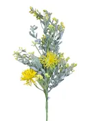 18" Yellow Thistle w/ Flocked Boxwood Spray