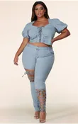 Cut Out Denim Set (Pre-Order)