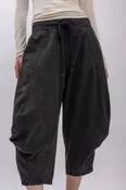 Abba  Cinched Side Midi Barrel Pants in Black