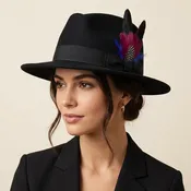 Black Coque, Turkey & Guinea Feather Hat Pin