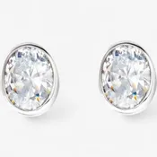 Bezel Set Solitaire Oval Stud Earrings
