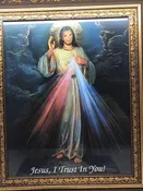 Gold Divine Mercy (Framed in Gold Leaf Antique Frame) 14 1/2"