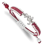 Alabama Crimson Tide Stainless Steel Adjustable Cord Bracelet