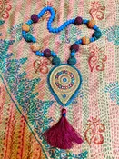 AFGHAN BLUE TRIBAL PATCH NECKLACE