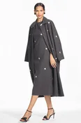 ALESSANDRA BLACK EMBROIDERED KNIT WOOL COAT