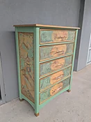 Chinoiserie Hand-Painted 'Celadon' 5 Drawer Dresser — Silk & Sage Design Studio