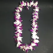 Hawaiian Purple and White Orchid Lei