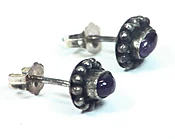 Amethyst Natural Genuine Gemstone Sterling Silver Stud Earrings ESS,841