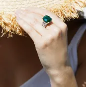 Abstract Ring | Green Tourmaline & Diamonds