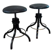 Pair of Vintage Industrial Swivel Shop Stools - Vintage Industrial by Get Back, Inc