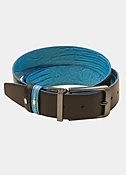Aqua Embossed/Brown Reversible Belt